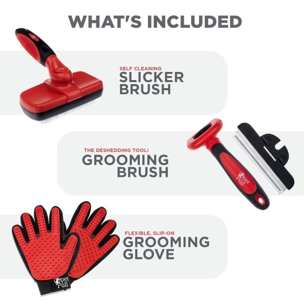 Complete Professional Pet Grooming Kit - Self Cleaning Slicker Brush for Dogs & Cats - Pro Grooming Brush Effectively Reduces Shedding Fur |Hair Remover Brush Gloves - Combo Gift Set - Image 6