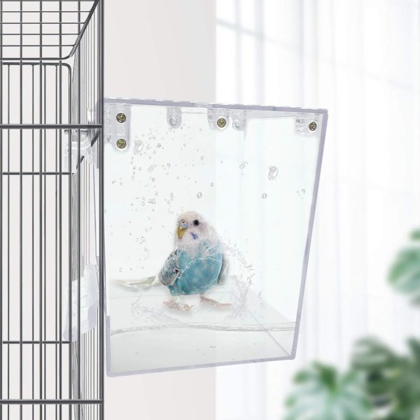 PINVNBY Bird Bath Box,Parrot No-Leakage Bathtub for Cage Hanging Tube Shower Box Cage Accessory with Water Injector and Balls Toys for Small Pet Birds Canary Lovebirds Budgies(6 Pcs) - Image 2