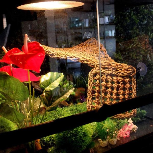 PIVBY Bearded Dragon Hammock Reptile Lounger Climbing Toys Seagrass Fiber Habitat Tank Accessories for Chameleon, Lizards, Geckos, Snakes, Lguana, Amphibian Reptiles Habitats (11.02" x 7.87" 2 PCS) - Image 5