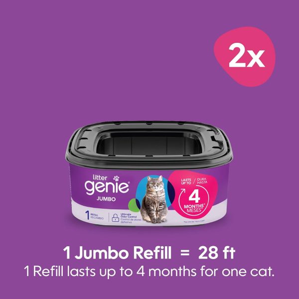 Litter Genie Refill Bags | Jumbo 2- Count (Pack of 1) | Up to 8 Months of Supply in 2 cartridges | Ultimate Odor Control Cat Litter Bags - Image 2