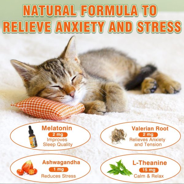 Tetra Cat Melatonin, Melatonin for Cats Calming, Anxiety & Stress Relief, Effective Cat Sleep Aid Safe for Cats & Kittens, 60Ml Cat Sedative for Sleep, Grooming, Separation Anxiety - Image 3