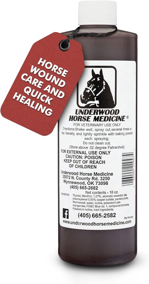 Underwood Topical Horse Care Wound Spray - 16oz Refill Horse Wound Care for Quick Healing of Cuts & Wounds – Horse First Aid Kit & Wound Care for Dogs – Equine & Dog Wound Care for Dog Wound Heal