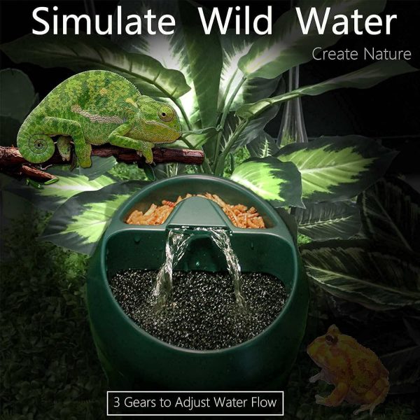 Reptile Chameleon Waterfall Drinking Fountain, Food Bowl Water Cantina Dripper Feeder, Amphibians Insects Bearded Dragon Gecko Lizard Turtle Frog Snake Water Dispenser by Hoqqf - Image 6