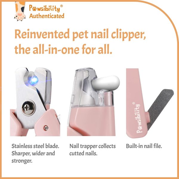 Reinvented Pet Nail Clippers for Your Pal - USB Rechargeable LED Light for Bloodline | Razor Sharp and Durable Blade | Vets Recommended Trimming Tool for Dogs and Cats - Pink - Image 2