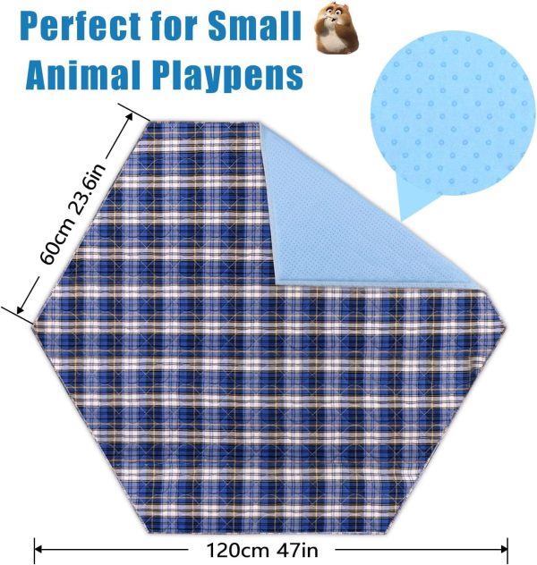 Guinea Pig Cage Liner,Guinea Pig Bedding,Pet Supplies Small Animal Playpen Liners Guinea Pig Pee Pads Pet Supplies(Hexagon Blue) - Image 2