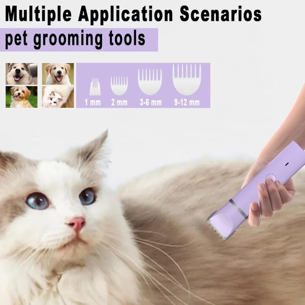 Dog Grooming Clippers Kit-Electric Rechargeable Cat Trimmer Tools-Cordless Quiet Pet Nail Paw Grinder-4 in 1 Multifunctional Low Noise Shaver-Razor for feet Face Ears Toenail Eye - Image 7