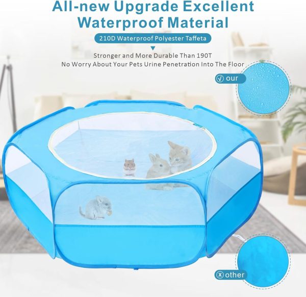 XIRGS Small Animal Playpen, Pet Playpen for Cat/Rabbit/Hamster/Guinea Pig/Bunny/Ferret/Kitten Toys Chick Brooder Box Cage Tent Pop Up Play Pen with Cover, Portable Play Yard Indoor Outdoor Waterproof - Image 2