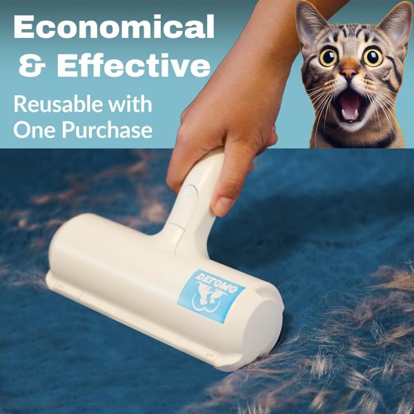 DELOMO Pet Hair Remover - Lint Roller for Pet Hair - Cat and Dog Hair Remover for Couch, Furniture, Carpet, Car Seat, Reusable Roller W/Self-Cleaning Base - Upgraded Animal Fur Removal Tool - Image 3