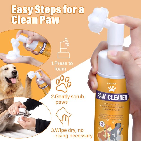 Paw Cleaner for Dogs and Cats,Magic Foam - Clean Paws No-Rinse Foaming Cleanser-Dry Shampoo, Foot Cleaner Brush - with Rose Extract, Odor Control Wash - Good for Puppy - Image 3