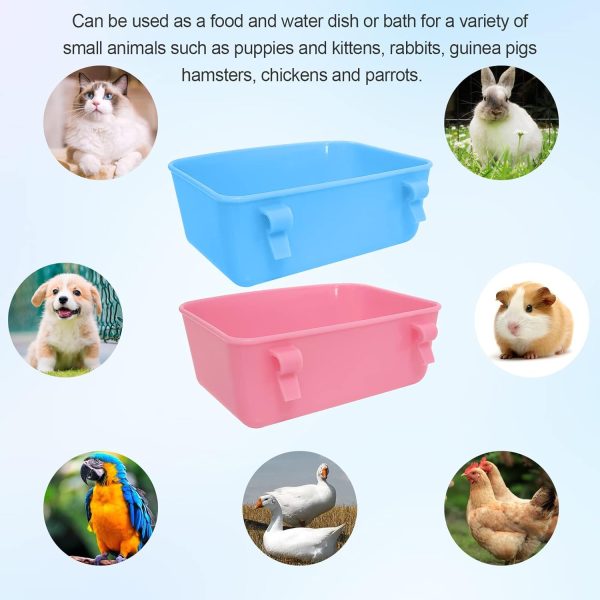 6 Pack Feeder (Blue, Pink), Hanging Feeder,Food and Water Container, Bath Water Bowl Universal for Birds Hamsters Mice Rats Rabbit Guinea Pig Small Pets - Image 2