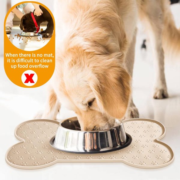 Dog Food Mat Anti-Slip Silicone Dog Bowl Mat Thicker Pet Placemat Waterproof Cat Feeder Pad with Raised Edge Puppy Kitten Feeding Mats Suitable Small Medium-Sized Dogs Cats Eating Tray - Image 6