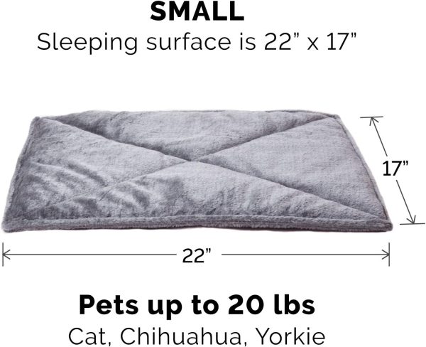 Furhaven ThermaNAP Self-Warming Cat Bed for Indoor Cats & Small Dogs, Washable & Reflects Body Heat - Quilted Faux Fur Reflective Bed Mat - Gray, Small - Image 2