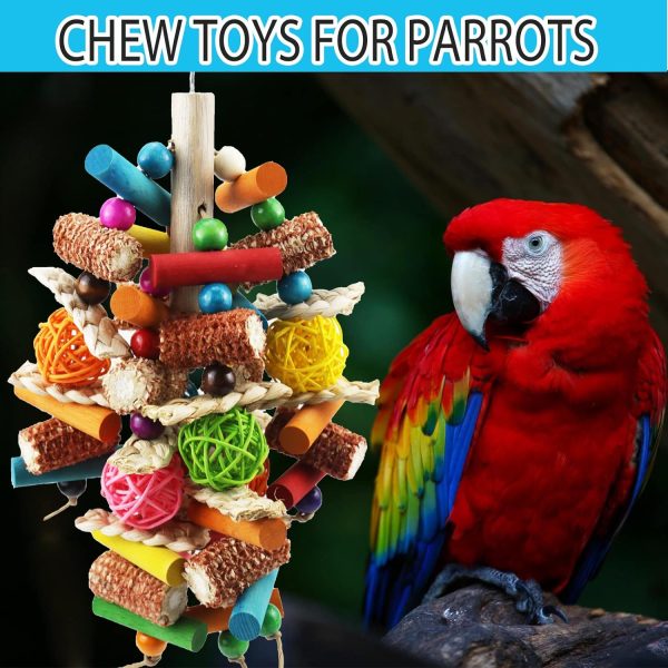 Bird Toys, Parrot Toys for Large Birds, Natural Peppered Wood African Grey Parrots, Macaws, Cockatoos, Amazon Parrot chew Toys, Aviary Hanging Toys - Image 3