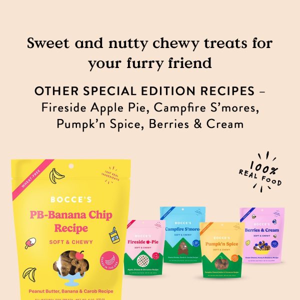 Bocce's Bakery PB Banana Chip Recipe Treats for Dogs, Wheat-Free Everyday Dog Treats, Real Ingredients, Baked in The USA, All-Natural Soft & Chewy Cookies, Peanut Butter, Bananas, & Carob, 6 oz - Image 4