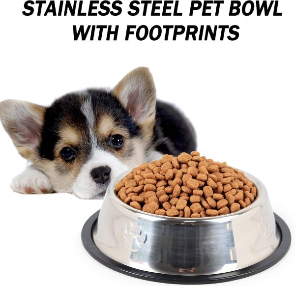 Hamiledyi Stainless Steel Dog Cat Bowl with Rubber Base 4 Pack Pet Feeder and Water Bowls Stackable Non-Slip Puppy Dishes for Small Medium Animals Kitten Rabbit - Image 4