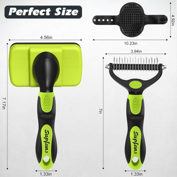 3PCS Dog Brush I Dog Brush for Shedding I Deshedding Dog Brush I Dog Bath Brush I Slicker Brush For Dogs I Dog Comb I Premium Pet Supplies (Green Black) - Image 7