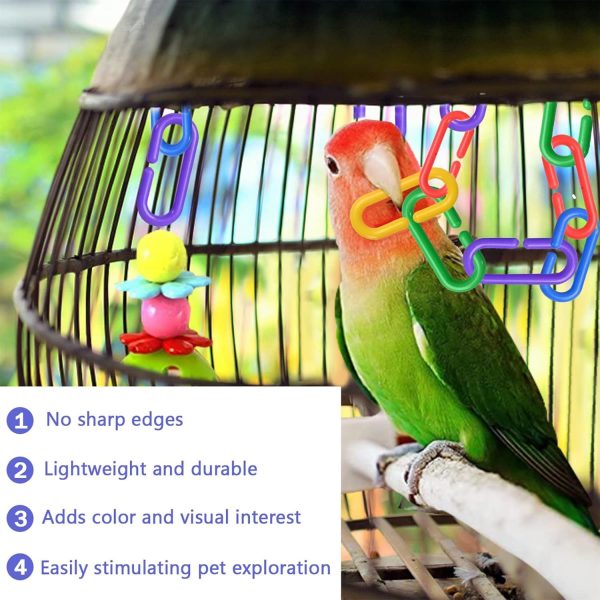 Sukh 250pcs Plastic C Clips Hooks Chain Links - Interchangeable Rainbow C-Links for Pet Parrot Parakeets Rat Sugar Glider Small Bird Cage Toys, Children Learning Supplies. - Image 4