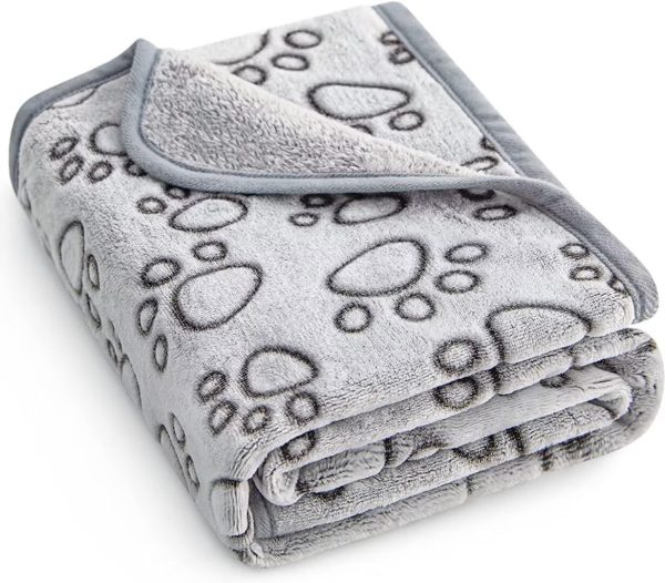 Stuffed® Premium Soft Dog Blanket Washable, 40"x32" Cat Blanket for Indoor Cats Large Medium Small Dog Gifts (Grey)