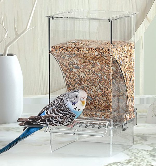 Kenond No Mess Bird Feeder Water Dispenser Set, Automatic Parrot Feeder Cage Accessories, Clear Parakeet Seed Container Food Feeder Drinker for Cage, Cockatiel Finch Lovebirds Budgies Canary (Blue) - Image 7