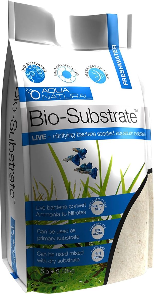 Aqua Natural Sugar White Sand Bio-Substrate 5lb for Aquariums, Sand seeded with Start up bio-Active nitrifying Bacteria