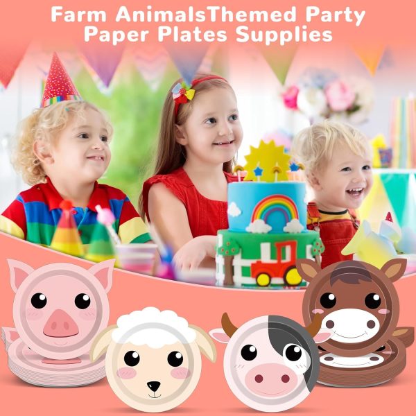 50 Count Farm Animals Party Paper Plates Farm Animal Shaped Disposable Plates Farm Birthday Plates Cake Animal Theme Party Plates for Birthday Baby Shower Farm House Fun Barnyard Animals Party Favors - Image 5