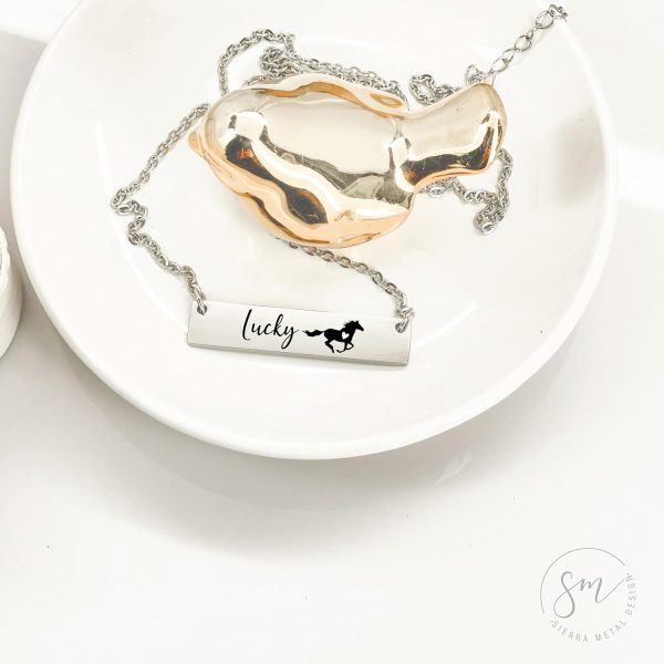 Personalized Name Horse Bar Necklace Horse Jewelry Personalize Bar Horse Name Necklace Personalized Necklace Jewelry Personalized Horse Necklace Lucy Celeste Necklace HORSE-BAR - Image 6