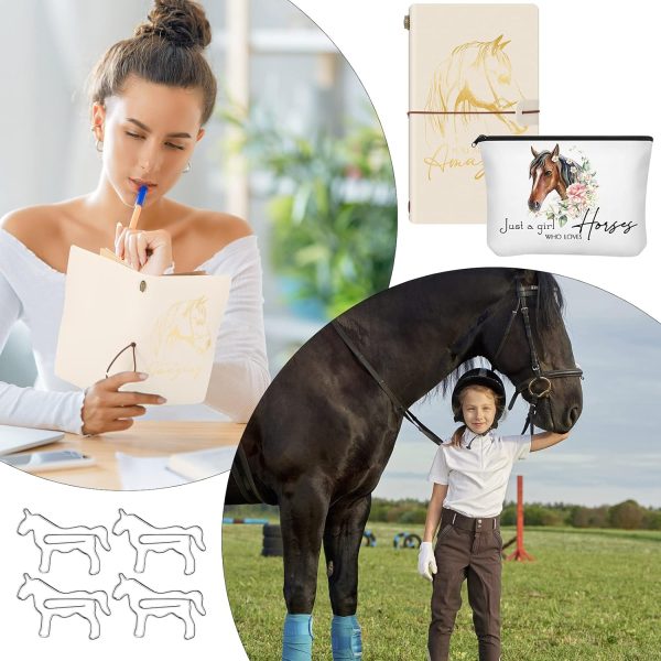 Fumete 24 Pcs Horse Lover Gift Sets Christmas Book Lover Gifts Includes Journal Notebook Makeup Bags and Horse Paper Clips Team Gifts Office Supplies Gift for Book Lovers Women Teacher Nurse(Horse) - Image 6