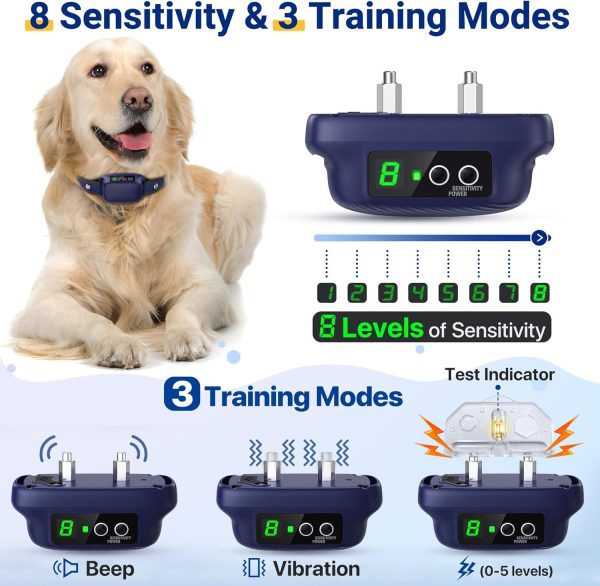 Dog Bark Collar, Automatic Barking Collar with Beep Vibration,Rechargeable Anti Bark Collar with Adjustable 8 Sensitivity,Smart Bark Training Collars for Large Medium Dogs - Image 3