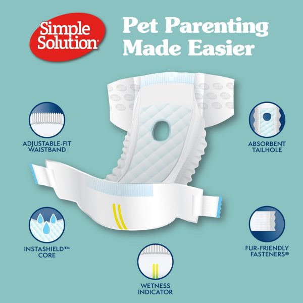 Simple Solution Disposable Dog Diapers for Female Dogs, True Fit, Absorbent, Leak Proof with Wetness Indicator, XL Puppy & Doggie Period Pad and Pee Diaper, For Large Pets, 18-27 Inch Waist, 30 Count - Image 6