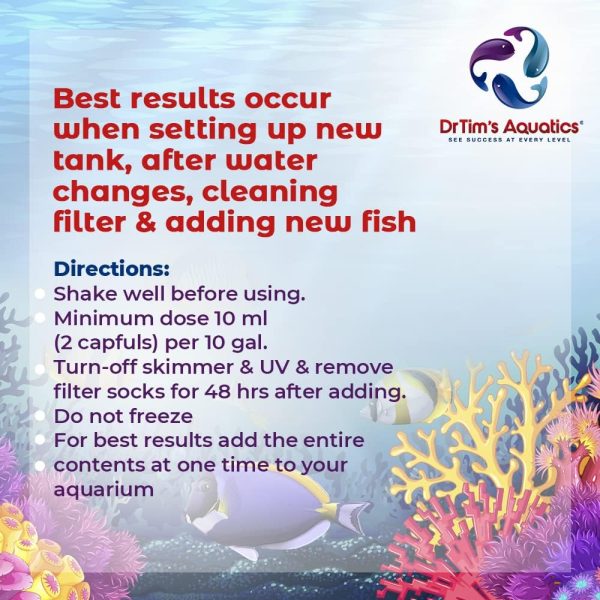 DrTim's Aquatics Reef One & Only Nitrifying Bacteria – For Reef, Nano and Seahorse Aquaria, New Fish Tanks, Aquariums, Disease Treatment – H20 Pure Fish Tank Cleaner – Removes Toxins – 2 Oz. (400) - Image 4