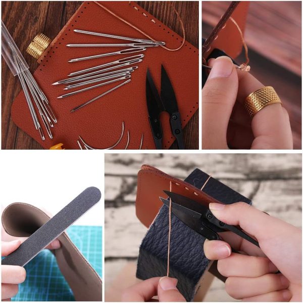 LUNARM Leather Sewing Pony - Table Desktop Pony Horse Clamp with Big Eyes Sewing Needles Instruction Nail Files Replaceable Leather Patch for DIY Leather Hand Stitching - Image 7