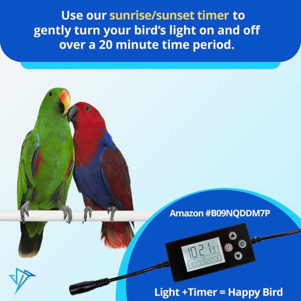 HappyBird Lighting Bird Cage Light with Chew Guard - Full Spectrum LED Pet Light - Simulates Natural Environment - Safe for Hookbill Birds – Easy to Install - (18" Long) - Image 6