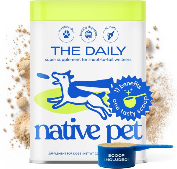 Native Pet The Daily Dog Supplement 7 oz - Multi Vitamin for Dogs Health - Tasty Scoop with Dog Supplements & Vitamins - Dog Multivitamin Powder - Daily Supplement for Dogs - 12 Active Ingredients