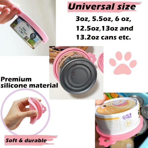 3 Pcs Pet Food Can Lids & One Can Spoon | Cute Paw Shape Opener Spatula Cat Wet Food Spoon | Universal BPA Free Silicone Can Spoon & Covers for Dog Cat Cans(Pink) - Image 4