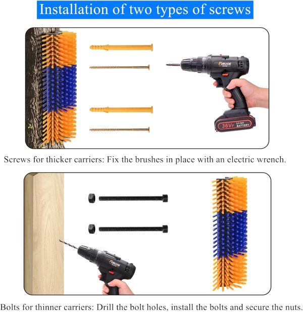 Livestock Scratch Brush, Cow Brush Scratcher with 4 Screws, Horse Brushes for Grooming, Livestock Scratching Post Horse Grooming Supplies Back Scratching for Cattle Goat Sheep Elk Pig - Image 3