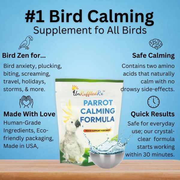 UnRuffledRx™ Parrot Calming Formula – Soothes Screaming, Biting, & Plucking; Promotes Relaxation (224 Servings) - Image 5