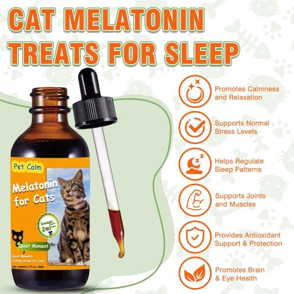 Tetra Cat Melatonin, Melatonin for Cats Calming, Anxiety & Stress Relief, Effective Cat Sleep Aid Safe for Cats & Kittens, 60Ml Cat Sedative for Sleep, Grooming, Separation Anxiety - Image 2