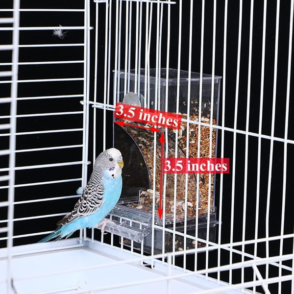 Kenond No Mess Bird Feeder Water Dispenser Set, Automatic Parrot Feeder Cage Accessories, Clear Parakeet Seed Container Food Feeder Drinker for Cage, Cockatiel Finch Lovebirds Budgies Canary (Blue) - Image 6