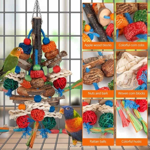 Bird Toys,Parrot Toys Exciting Chewing Fun for Parakeets,Cockatiels,Conures,Lovebirds,African Gray Cockatoos Amazon And Other Small Medium-Sized Parrot Natural Corn Cob Sturdy Nut (old bark) - Image 2