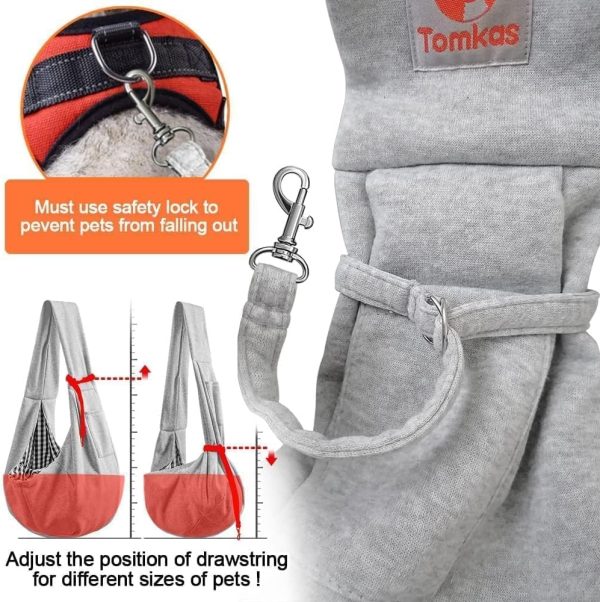 Tomkas Small Dog Sling Carrier - Classic Strap & Classic Pocket - for 3-10 lbs Pets(Grey) - Image 2