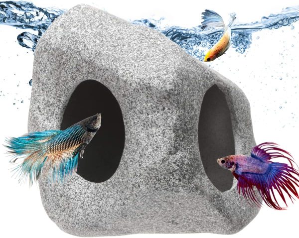 Saim Aquarium Hideaway Rock Cave Decoration, Fish Hideout Fish Hideout for Aquarium Betta Hideout Aquatic Pets to Breed, Play and Rest