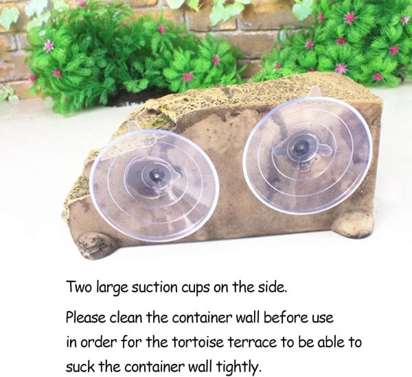 kathson Turtle Basking Platform with Suction Cups Tortoise Climbing Step Ledge Aquarium Ornament Rock Turtle Floating Dock Resting Basking Terrace for Amphibians Reptile (Yellow) - Image 5