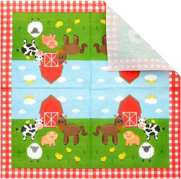 Juvale 144-Piece Barnyard Birthday Party Supplies Set, Farm Animal Party Decorations With Paper Plates, Dinner Napkins, 9 oz Cups, and Plastic Cutlery (Serves 24 Guests) - Image 8