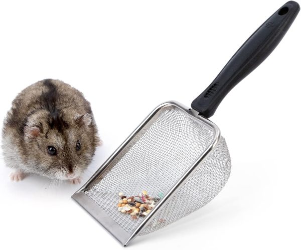 Niteangel Hamster Sand Bath Scoop: - Stainless Steel Sand Substrate Shovel Fine Mesh Metal Sifter Scooper fits Small Animal sandbath Box (Small Scoop)