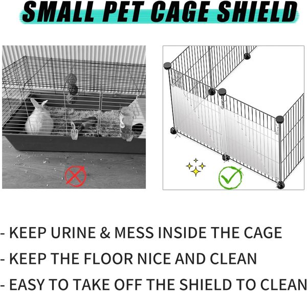 Oncpcare 24 Pack Pet Plastic Cage Liner Protection Rabbit Cage Urine Guard Clear Cage Edge Liner Guinea Pig Side Lining Small Animal Cage Accessories - Keep Litter in The Cage, 10'' x 8.2'' - Image 3