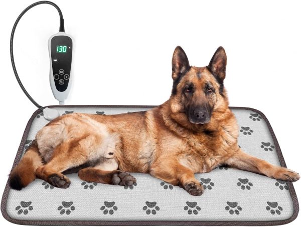 Large Dog Heating Pad 34x21in Waterproof Pet Heating Pad for Dogs Smart Thermostat Switch, Whelping Supplies Heated Dog Bed,Adding Wire Rope Wires Puppy Heating Pad Mat-Whelping Box for Dogs