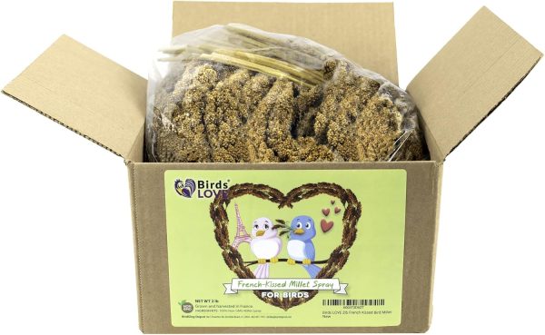 Birds LOVE French Kissed Spray Millet for Birds - Parakeets, Cockatiels, Lovebirds, Finches, Budgies, Canaries, Cockatoos - Natural & Healthy Bird Millet - Parakeet Food & Treats for All Parrots 2lbs - Image 2