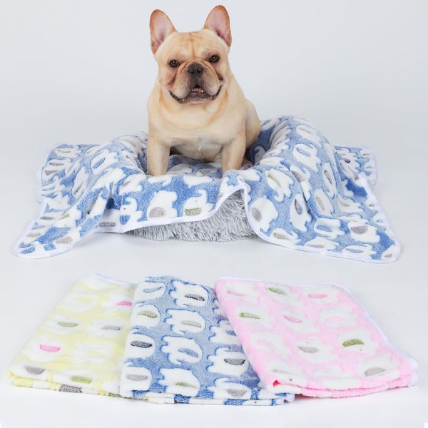 1 Pack 3 Blankets Super Soft Fluffy Premium Cute Elephant Pattern Pet Blanket Flannel Throw for Dog Puppy Cat Blue/Pink/Yellow Small(23x16 inch) - Image 6