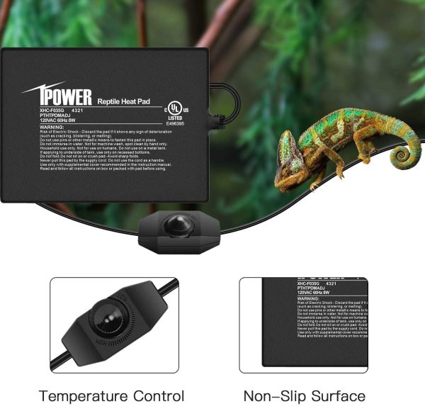 iPower 6 by 8-Inch 8 Watts Reptile Heating Mat with Temperature Controller Under Tank Warmer Terrarium Heat Pad for Reptiles and Amphibians, Black - Image 6