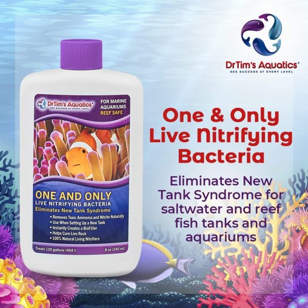 DrTim's Aquatics Reef One & Only Nitrifying Bacteria – For Reef, Nano and Seahorse Aquaria, New Fish Tanks, Aquariums, Disease Treatment – H20 Pure Fish Tank Cleaner – Removes Toxins – 2 Oz. (400) - Image 2